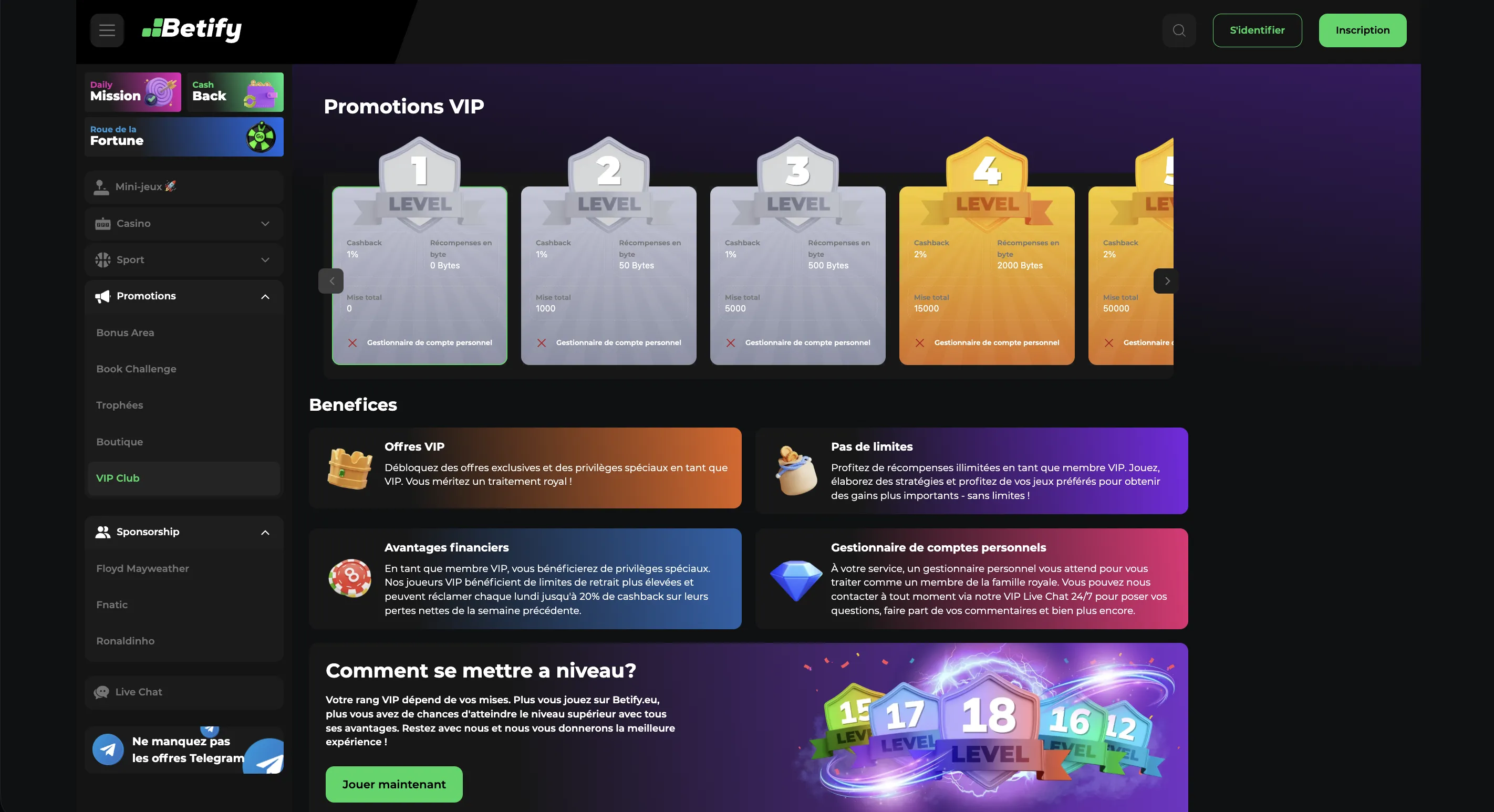 Betify Casino en ligne : promotions, VIP et cashback